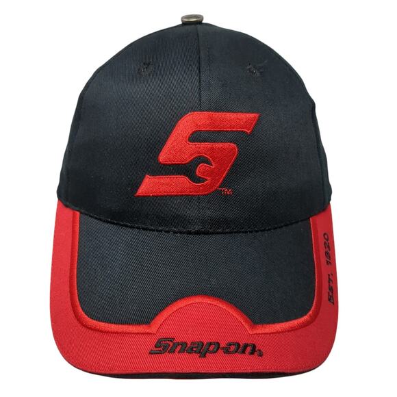 Snap-on Strapback Hat Black One Size Colorblock Embroidered Vent Holes - Picture 1 of 10